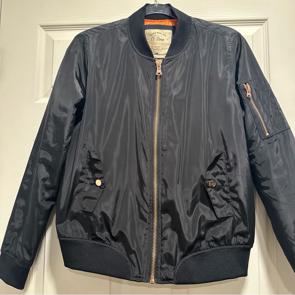 Ci Sono Black Bomber Jacket black Size Medium 90s grunge Y2K streetwear